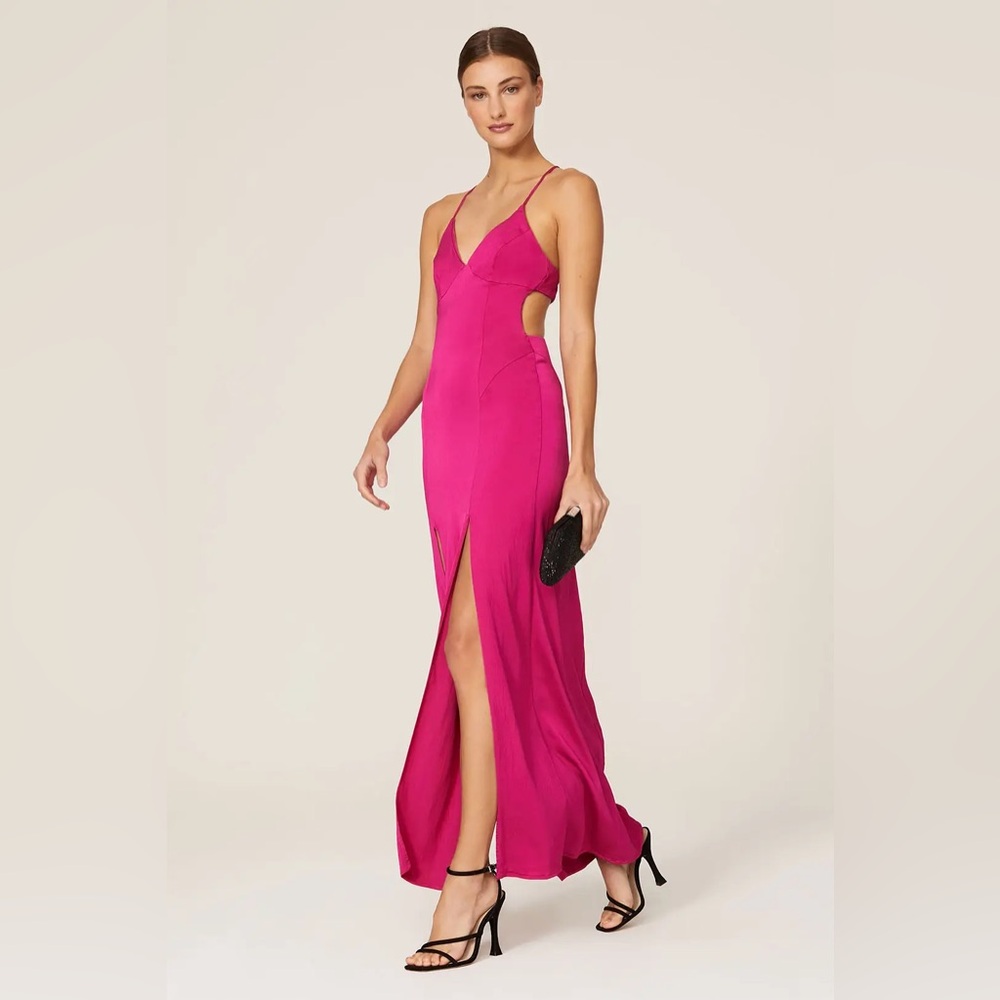 Manning Cartel Facetime Maxi Slip Strappy Open Back Gown Dress Pink